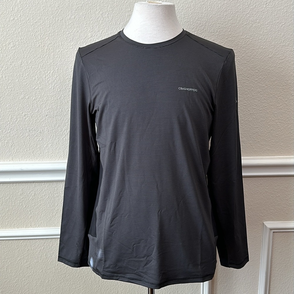 Craghoppers NEVIO Long Sleeve Top - Black Pepper Stripe
